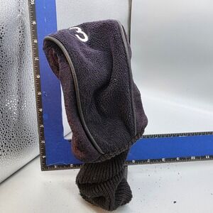 Vintage Black Fleece Knit 3 Wood Golf Club Headcover White Embroidered Number 3